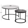 Coffee table C8763.14 Set of 2 pcs MDF Black - White Marble and Black legs Φ80 and Φ48cm Coffee table C8763.14 Set of 2 pcs MDF Black - White Marble and Black legs Φ80 and Φ48cm