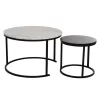 Coffee table C8763.14 Set of 2 pcs MDF Black - White Marble and Black legs Φ80 and Φ48cm Coffee table C8763.14 Set of 2 pcs MDF Black - White Marble and Black legs Φ80 and Φ48cm