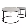 Coffee table C8763.14 Set of 2 pcs MDF Black - White Marble and Black legs Φ80 and Φ48cm Coffee table C8763.14 Set of 2 pcs MDF Black - White Marble and Black legs Φ80 and Φ48cm