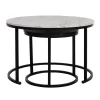 Coffee table C8763.14 Set of 2 pcs MDF Black - White Marble and Black legs Φ80 and Φ48cm Coffee table C8763.14 Set of 2 pcs MDF Black - White Marble and Black legs Φ80 and Φ48cm