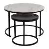 Coffee table C8763.14 Set of 2 pcs MDF Black - White Marble and Black legs Φ80 and Φ48cm Coffee table C8763.14 Set of 2 pcs MDF Black - White Marble and Black legs Φ80 and Φ48cm