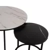 Coffee table C8763.14 Set of 2 pcs MDF Black - White Marble and Black legs Φ80 and Φ48cm Coffee table C8763.14 Set of 2 pcs MDF Black - White Marble and Black legs Φ80 and Φ48cm