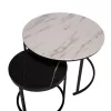 Coffee table C8763.14 Set of 2 pcs MDF Black - White Marble and Black legs Φ80 and Φ48cm Coffee table C8763.14 Set of 2 pcs MDF Black - White Marble and Black legs Φ80 and Φ48cm