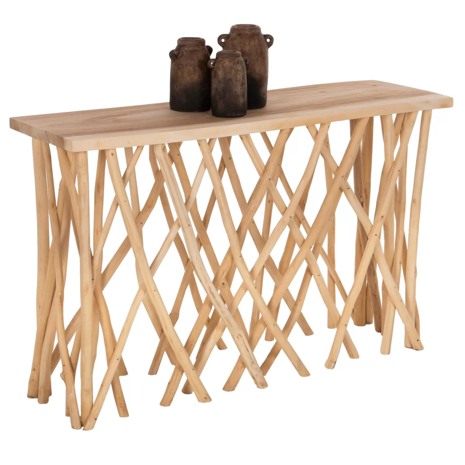 Κονσόλα Krant σε Ρουστίκ Στυλ Κλαδιά Teak & 3εκ. Επιφάνεια 121x36x75Y εκ. Κονσόλα Krant σε Ρουστίκ Στυλ Κλαδιά Teak & 3εκ. Επιφάνεια 121x36x75Y εκ.