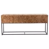 CONSOLE WITH DRAWERS JORDI  TEAK WOOD IN NATURAL-BLACK METAL BASE 180x43x79Hcm.