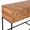 CONSOLE WITH DRAWERS JORDI  TEAK WOOD IN NATURAL-BLACK METAL BASE 180x43x79Hcm.