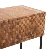 CONSOLE WITH DRAWERS JORDI  TEAK WOOD IN NATURAL-BLACK METAL BASE 180x43x79Hcm.