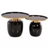 Coffee Tables FRYNX Set of 2 pcs Metal Black and Gold Φ60x46.5H and Φ50x41.5H cm.