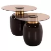 Τραπεζάκια σαλονιού FRYN Σετ 2 τμχ Μεταλλο Καφέ - Χρυσό και Γυαλί TOP Φ60x46,5Υ και Φ50x40,5Υεκ.
