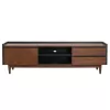 TV Cabinet VEEN MDF with Walnut Veneer in Walnut - Dark Gray 170x40x50cm. TV Cabinet VEEN MDF with Walnut Veneer in Walnut - Dark Gray 170x40x50cm.