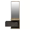 ENTRYWAY FURNITURE WITH MIRROR MEARA  MELAMINE IN NATURAL-BLACK MARBLE 49,1x31,3x90Hcm. ENTRYWAY FURNITURE WITH MIRROR MEARA  MELAMINE IN NATURAL-BLACK MARBLE 49,1x31,3x90Hcm.