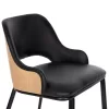Chair DELF PU Black with Black Metal legs and Wooden back Natural 48x55x76Hcm. Chair DELF PU Black with Black Metal legs and Wooden back Natural 48x55x76Hcm.