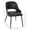 DINING CHAIR DELF  PU BLACK-BLACK METAL LEGS-WOODEN BACK IN WALNUT 48x55x76Hcm. DINING CHAIR DELF  PU BLACK-BLACK METAL LEGS-WOODEN BACK IN WALNUT 48x55x76Hcm.