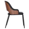 DINING CHAIR DELF  PU BLACK-BLACK METAL LEGS-WOODEN BACK IN WALNUT 48x55x76Hcm. DINING CHAIR DELF  PU BLACK-BLACK METAL LEGS-WOODEN BACK IN WALNUT 48x55x76Hcm.