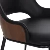 DINING CHAIR DELF  PU BLACK-BLACK METAL LEGS-WOODEN BACK IN WALNUT 48x55x76Hcm. DINING CHAIR DELF  PU BLACK-BLACK METAL LEGS-WOODEN BACK IN WALNUT 48x55x76Hcm.