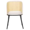 Chair DELF Beige fabric with Black Metal legs and Wooden back in Oak 48x55x76Hcm. Chair DELF Beige fabric with Black Metal legs and Wooden back in Oak 48x55x76Hcm.