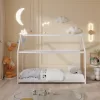 BED FOR KIDS PEPE t.MONTESSORI SOLID PINE WOOD IN WHITE- 140x70cm. BED FOR KIDS PEPE t.MONTESSORI SOLID PINE WOOD IN WHITE- 140x70cm.