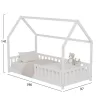 Bed for Kids with Fence PHYLLIS t.MONTESSORI Solid Pine Wood in White 190x90cm