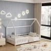 Bed for Kids with Fence PHYLLIS t.MONTESSORI Solid Pine Wood in White 190x90cm