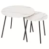 Coffee Tables CUPPER Set of 2 pcs Melamine White Marble - Black Metal Coffee Tables CUPPER Set of 2 pcs Melamine White Marble - Black Metal