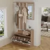 ENTRYWAY SET WITH MIRROR GORN  MELAMINE IN SONAMA 90x24x190Hcm. ENTRYWAY SET WITH MIRROR GORN  MELAMINE IN SONAMA 90x24x190Hcm.