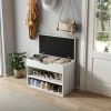 SHOE RACK WITH SEAT ROMIR  MELAMINE IN WHITE-WHITE PU SEAT 60x30x44Hcm. SHOE RACK WITH SEAT ROMIR  MELAMINE IN WHITE-WHITE PU SEAT 60x30x44Hcm.