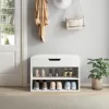 SHOE RACK WITH SEAT ROMIR  MELAMINE IN WHITE-WHITE PU SEAT 60x30x44Hcm. SHOE RACK WITH SEAT ROMIR  MELAMINE IN WHITE-WHITE PU SEAT 60x30x44Hcm.