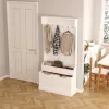 KAYLOR C2475.03 Entrance Furniture with Hangers & Storage - MDF in White 93x34x180cm KAYLOR C2475.03 Entrance Furniture with Hangers & Storage - MDF in White 93x34x180cm