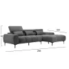 CORNER SOFA RIGHT DIVYA  SYNTHETIC SUEDE IN GREY 266x104x97Hcm. CORNER SOFA RIGHT DIVYA  SYNTHETIC SUEDE IN GREY 266x104x97Hcm.