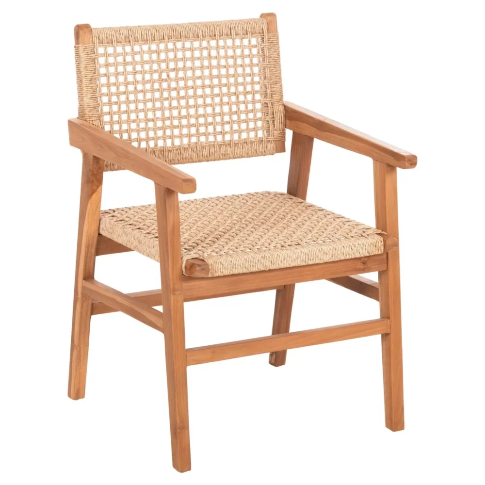 Πολυθρόνα BJORN Μασίφ Ξύλο Teak Φυσικό και Σχοινί 56x56x83Υεκ.