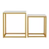 Coffee Tables - GRELAY Ziggon 2 pcs MDF White Marble & Gold Metal Coffee Tables - GRELAY Ziggon 2 pcs MDF White Marble & Gold Metal