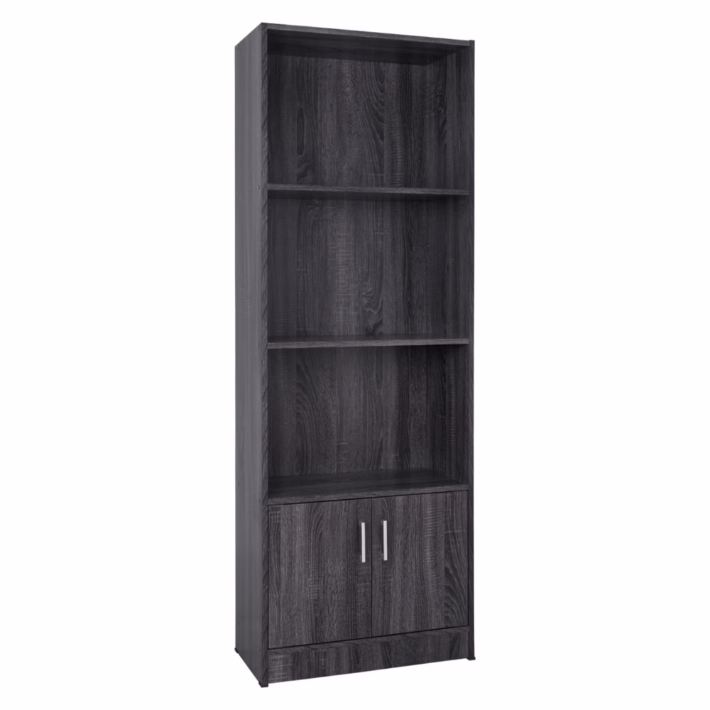Βιβλιοθήκη μελαμίνης Hayden σε ανθρακί χρώμα 60x30x174 εκ.