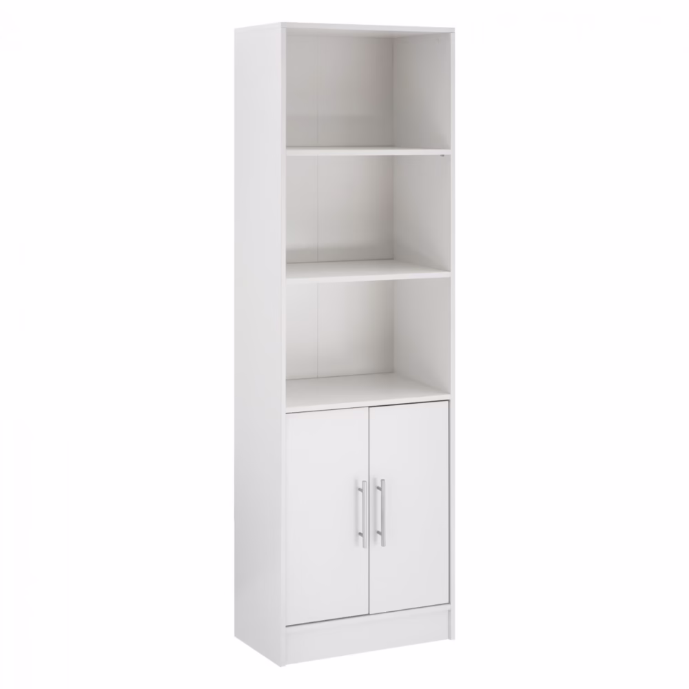 Βιβλιοθήκη μελαμίνης Ensley σε λευκή απόχρωση 60x30x180 εκ.