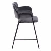 Medium Height Bar Stool KELSO Velvet Gray with Metal Frame 54x58x95cm Medium Height Bar Stool KELSO Velvet Gray with Metal Frame 54x58x95cm