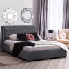 Upholstered Bed ODALYS Double Velvet Grey 150X200 cm