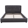 Upholstered Bed ODALYS Double Velvet Grey 150X200 cm