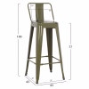 Bar stool MELITA C8643.03 with Metal Back Dark Olive Green 43x43x100cm. Bar stool MELITA C8643.03 with Metal Back Dark Olive Green 43x43x100cm.