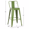 Bar Stool MELITA Medium Height with Back Metal Light Olive Green 42x42x98Y cm. Bar Stool MELITA Medium Height with Back Metal Light Olive Green 42x42x98Y cm.