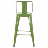 Bar Stool MELITA Medium Height with Back Metal Light Olive Green 42x42x98Y cm. Bar Stool MELITA Medium Height with Back Metal Light Olive Green 42x42x98Y cm.