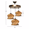 Ceiling lamp C7493 Three-light in Bronze - Natural shade Φ35x85 cm