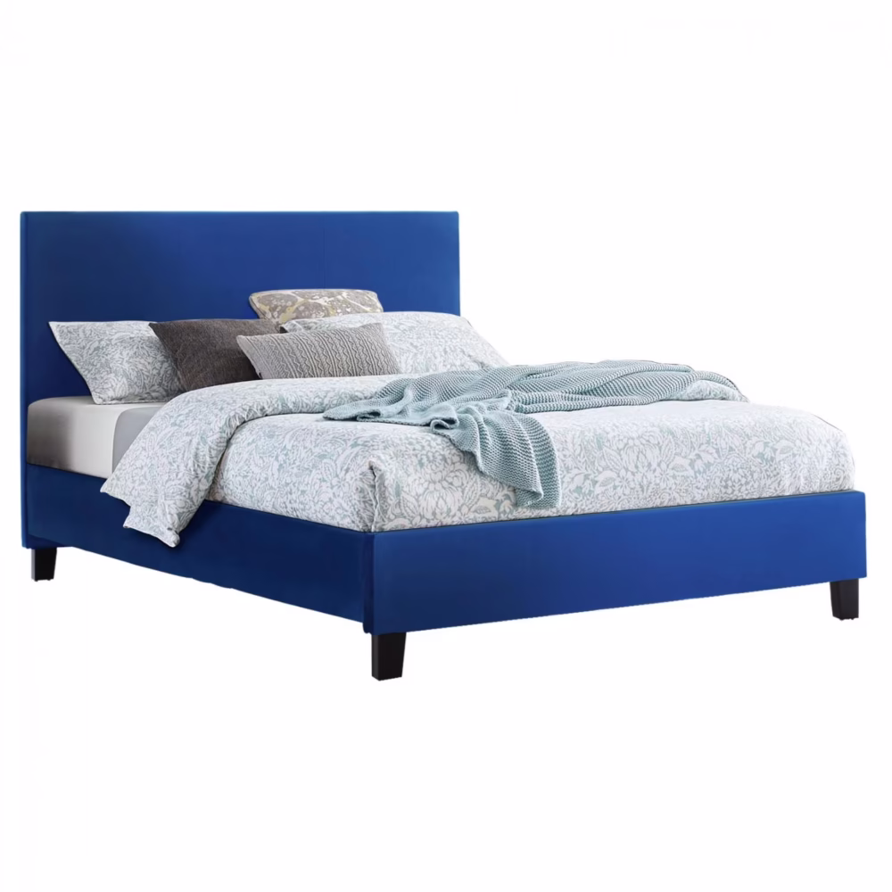Επενδυμένο Κρεβάτι BECCA Διπλό Βελούδο Μπλέ 150x200 εκ.