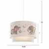 PENDANT CEILING LAMP  KIDS’ ROOM DOUBLE DRUM SHADE WITH ELEPHANT FIGURES- WHITE