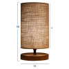 Table Lamp C7596.01 Wooden with Wicker Brown with Beige Φ24x30cm