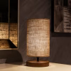 Table Lamp C7596.01 Wooden with Wicker Brown with Beige Φ24x30cm