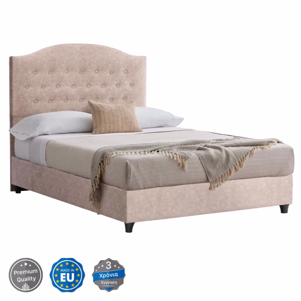 Επενδυμένο Κρεβάτι MALENA Ημίδιπλο Nubuck Μπέζ 120x200 εκ.