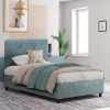 Upholstered Bed DOLORES Single Nubuck Light Green 90x200 cm