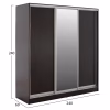 Wardrobe Sliding Adler Triple Doors with Mirror Wenge 240x60x240H cm Wardrobe Sliding Adler Triple Doors with Mirror Wenge 240x60x240H cm
