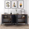BUFFET MELAMINE WALNUT COLOR WITH CHARCOAL GREY DOORS 180x35x78Hcm. BUFFET MELAMINE WALNUT COLOR WITH CHARCOAL GREY DOORS 180x35x78Hcm.