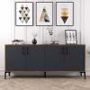 BUFFET MELAMINE WALNUT COLOR WITH CHARCOAL GREY DOORS 180x35x78Hcm. BUFFET MELAMINE WALNUT COLOR WITH CHARCOAL GREY DOORS 180x35x78Hcm.