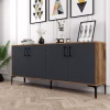 BUFFET MELAMINE WALNUT COLOR WITH CHARCOAL GREY DOORS 180x35x78Hcm. BUFFET MELAMINE WALNUT COLOR WITH CHARCOAL GREY DOORS 180x35x78Hcm.